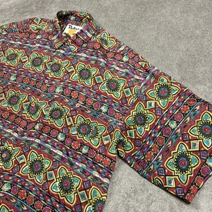 Camisa Protesta De Colección Para Hombres XL 100% Seda Manga Corta Abotonada Abstracta Ligera - Imagen 1 de 9