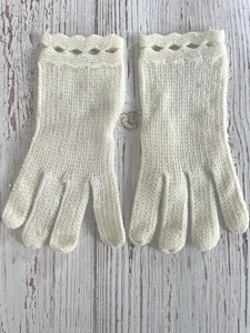 Vintage Off White Childs Knit Dress Gloves 1960's Girls Accessories - Picture 1 of 5