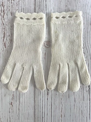 Guantes de vestir vintage de punto blanco roto para niños accesorios para niñas de los años 60 Foto 1 de 4