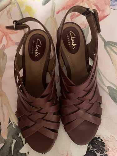 Scarpe sandali donna Clarks in pelle marrone taglia 7 5