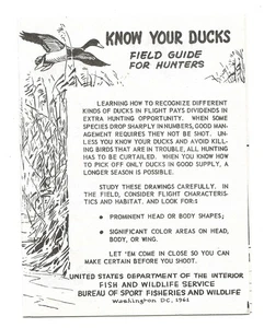 1961 Know Your Ducks Field Guide For Hunters - Pocket Duck Hunting Pamphlet - Picture 1 of 5