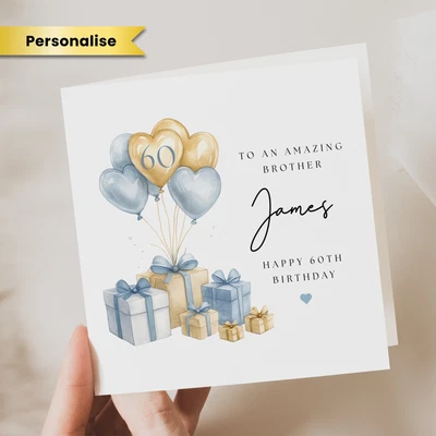 Brother 60th Birthday Card Personalised Birthday Gift For Him Son Brother Dad - Image 1 of 2
