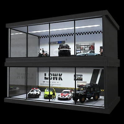 Diorama 1:64 Lote de Estacionamiento Modelo Iluminación LED Coche de Ciudad Sala de Exhibición Escena Pantalla EE. UU. Foto 1 de 4