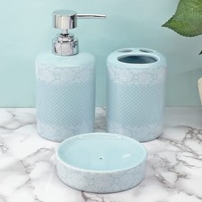 Ceramica Accessori Bagno Set Di 3 per Casa Luce Blu S18
