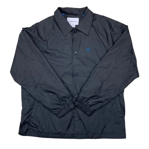 Calvin Klein Mens Monogram Logo Water-Resistant Jacket Black M - Picture 1 of 12