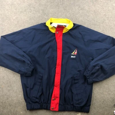 Forever 21 Jacket Mens Large Retro Style Yacht Club Track  Blue Red Yellow * - Image 1 of 4
