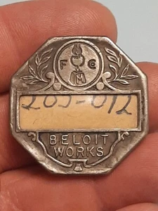 Vtg 1924 Fairbanks Morse & Co. Beloit Works Beloit, WI Employee ID Pinback Badge - Picture 1 of 24