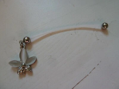 PIERCING  Intimpiercing Retainer Brustpiercing Bioflex - silber - BLATT 50 mm - Bild 1 von 2