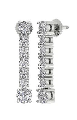 10K White Gold Fashion Dangle Earrings VS F 1.40 Ct Lab Grown Diamond Prong Set - Image 1 of 4