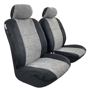 Faux Fur Seat Covers For Ford Ranger PX2/PX3 XL/XLS/XLT/WILDTRAK Black Grey - Picture 1 of 2