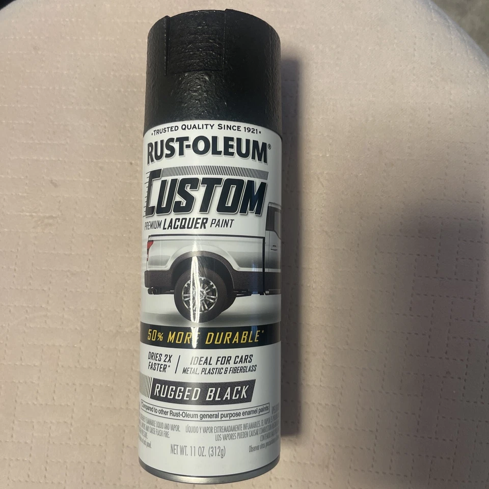 1 Rugged Black Custom Premium Lacquer spraY Paint metal plastic Rust-Oleum323350 - Image 1 of 1