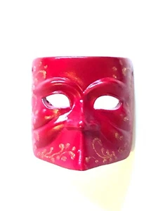 RED CERAMIC PETITE BAUTA VENETIAN  MASK VENICE, ITALY  - Picture 1 of 3