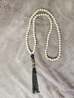 STELLA & DOT Revival Tassel white beaded necklace Retired Retail $79 - Image 1 of 2