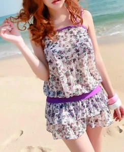 FASHION FLORAL SKIRT BIKINI SWIMSUIT THREE PIECES - Picture 1 of 2