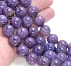 "Cuentas sueltas redondas redondas de 8" de piedra preciosa charoita grado aaa" - Imagen 1 de 4