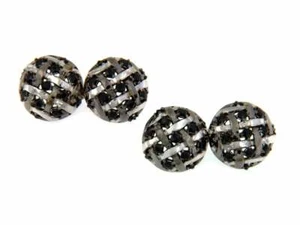 Solid 925 Sterling Silver Black Round Shape Spinel Men's Wedding Party Cufflinks - Picture 1 of 4