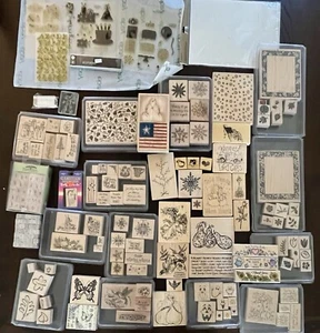 Huge Lot 120+ Vtg Wood Mounted Rubber Stamps Mixed-Crafting-Letters,Holiday+More - Picture 1 of 24