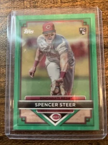 2023 Topps Flagship Collection - Green #12 Spencer Steer /99 (RC) - Picture 1 of 2