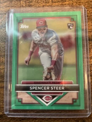 2023 Topps Flagship Collection - Green #12 Spencer Steer /99 (RC) - Image 1 of 2