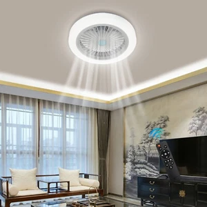 18'' Modern Low Profile Ceiling Fan with Lights Remote LED 3 Colors Bladeless - Picture 1 of 11