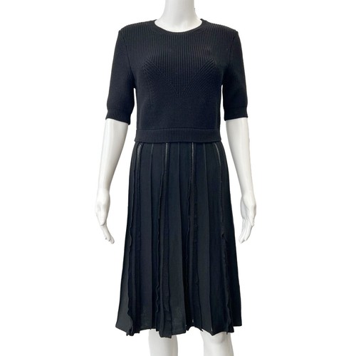 Abito maglione Valentino lana nero maglia pannello testurizzato nuovo con etichetta tg M 6