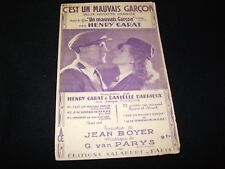 HENRY GARAT°UN MAUVAIS GARCON<>SALABERT Ed. <>Copyright 1936-FRENCH  SHEET MUSIC