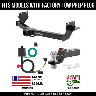 For 2019 Santa Fe XL Trailer Hitch 4 Pin Wire 178" Ball Fit OE Tow Prep Plug 6K - Image 1 of 4