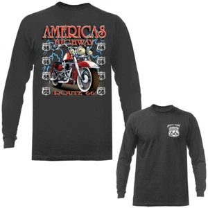 Motocicleta clásica vintage Route 66 America's Highway de manga larga - Imagen 1 de 11