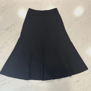 Coldwater Creek Midi Skirt Size 8 Black Ponte Knit Boot Flare A-line Stretch - Picture 1 of 6