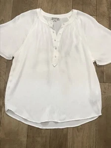 Blusa flotante Whistles blanca arrugada manga corta de gran tamaño Lagenlook XS A25 - Imagen 1 de 12