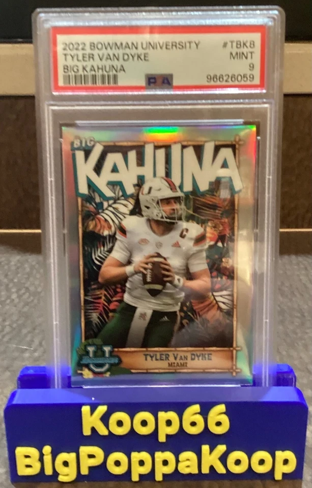 Tyler Van Dyke Miami SMU Football 2022 Topps Bowman U Big Kahuna TBK8 PSA 9 Mint - Image 1 of 2
