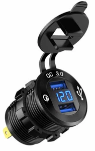 NVX XQC302 Dual USB Quick Charge 3.0 Car Charger with LED Digital Voltmeter - Picture 1 of 9