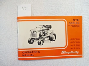 SIMPLICITY GTH SERIES HYDROSTATIC TRACTOR OPERATOR'S MANUAL. - Picture 1 of 1