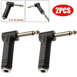 2x Right-Angle 1/4" (6.35mm) TS Mono Male to 1/4" Mono Female Audio Adapter - Picture 1 of 5
