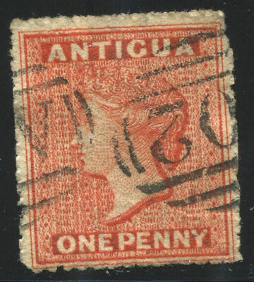 Antigua 1863-67 QV 1d bermilion SG# 7 usado en muy buen estado lote 4 Foto 1 de 2