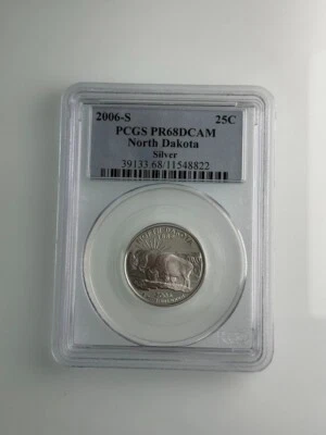 2006-S North Dakota Statehood Silver Quarter 25c PCGS PR 68 DCAM - Image 1 of 4