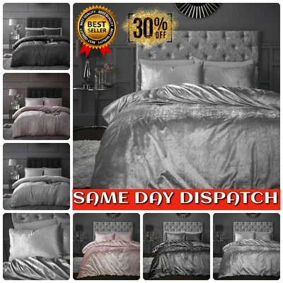 GAVENO CAVAILIA Velvetio Sparkle Crushed Velvet Duvet Cover Reversible Satin Quilt Bedding Set