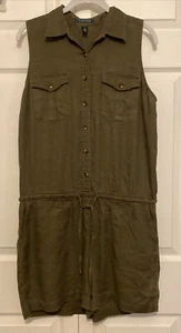 Ralph Lauren Shorts Strampler Damen Größe 10 Medium Safari Leinen Kordelzug Oliv M - Bild 1 von 10