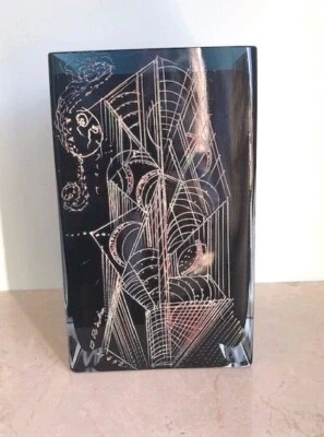 FRENCH  DEEP BLUE ENGAVED ART DECO GLASS Vase signed A.RIECKE  circa1930 - Image 1 of 4