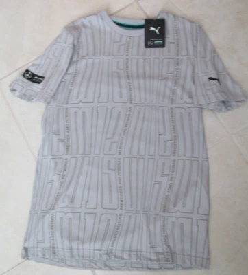 NEW Puma Mercedes-AMG Petronas F1 Team Allover Print T-Shirt MENS M Grey - Image 1 of 4