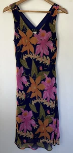 Traje de Vestido para Damas Años 90 Y2K 8 10 Azul Rosa Naranja Floral Midi Sin Cordones Forrado - Imagen 1 de 7