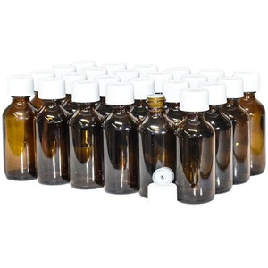 2 oz. Amber Boston Round with Reducer and White Child-Resistant Cap (20/400) (V2 - Picture 1 of 14