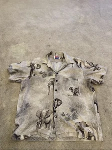 Elephant Button Down Shirt Dem Crazy Vintage Single Stitch - Picture 1 of 10