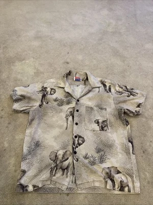 Elephant Button Down Shirt Dem Crazy Vintage Single Stitch - Image 1 of 4