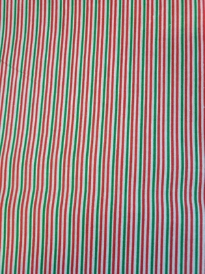 Very Tiny Red, Green, And White Stripes Christmas Color Cotton Fabric - Image 1 of 4