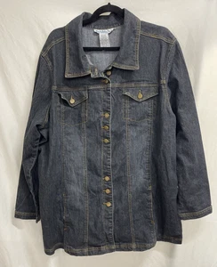 Denim 24/7 Damen blau Ramie Knopfleiste Jacke Mantel Größe 22W - Bild 1 von 18
