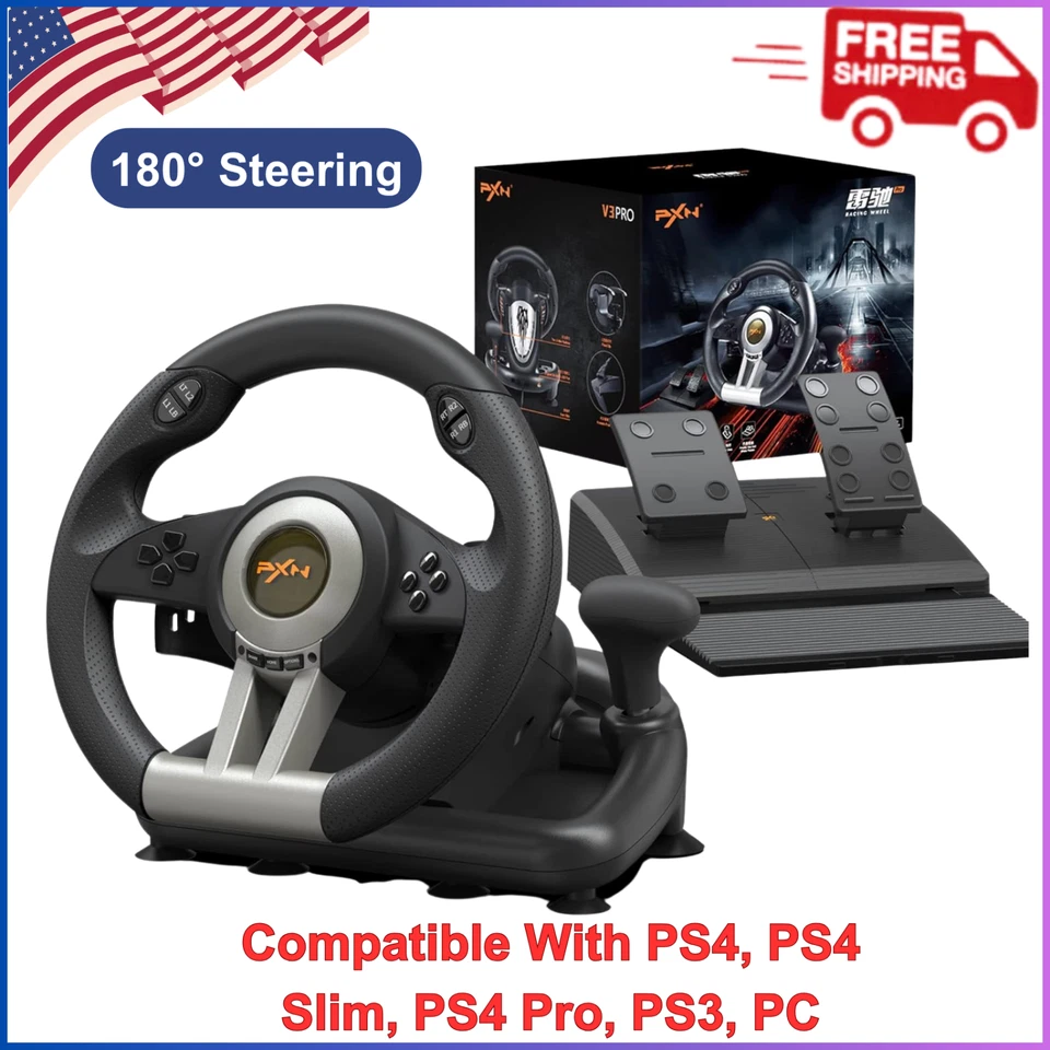 PXN V3ii PC Racing Wheel 180 Degree Universal USB Car Racing Game Steering