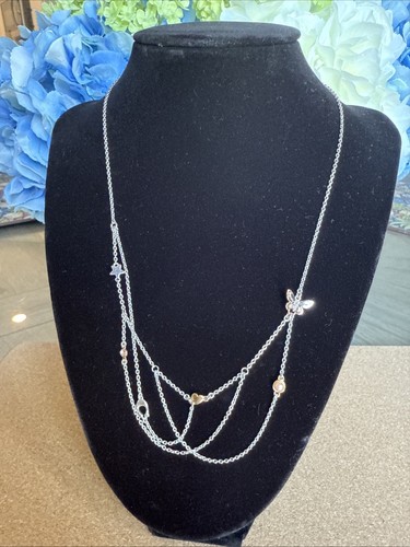 Collana COACH Farfalla Cristallo Stella Perla Firma C Charm Argento Oro Rosa