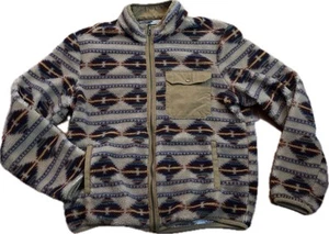 FRYE Fleece Sherpa Full Zip Tribal Aztec Southwesten Jacket Brown Men's L EUC - Picture 1 of 10