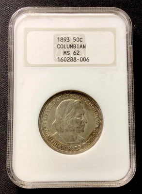 1893 Columbian Exposition Silver Half Dollar! Early NGC MS 62! ENN Coins - Image 1 of 2